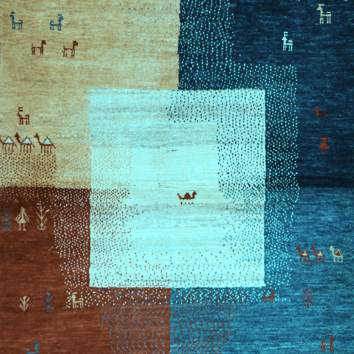 Abstract Light Blue Contemporary Rug, con1583lblu