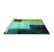 Sideview of Machine Washable Abstract Turquoise Contemporary Area Rugs, wshcon1583turq