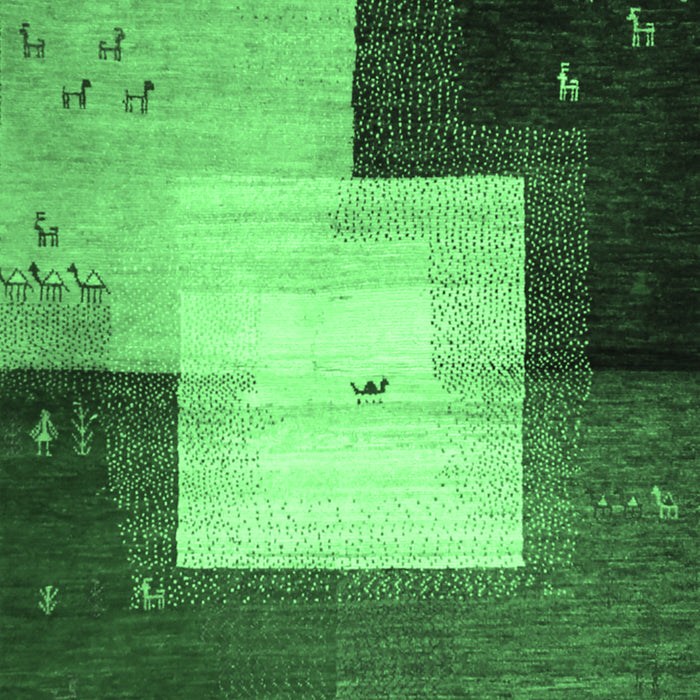 Machine Washable Abstract Emerald Green Contemporary Area Rugs, wshcon1583emgrn