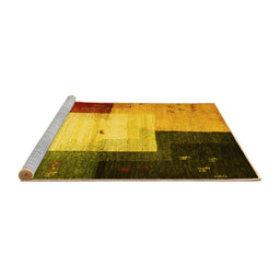 Sideview of Machine Washable Abstract Yellow Contemporary Rug, wshcon1583yw