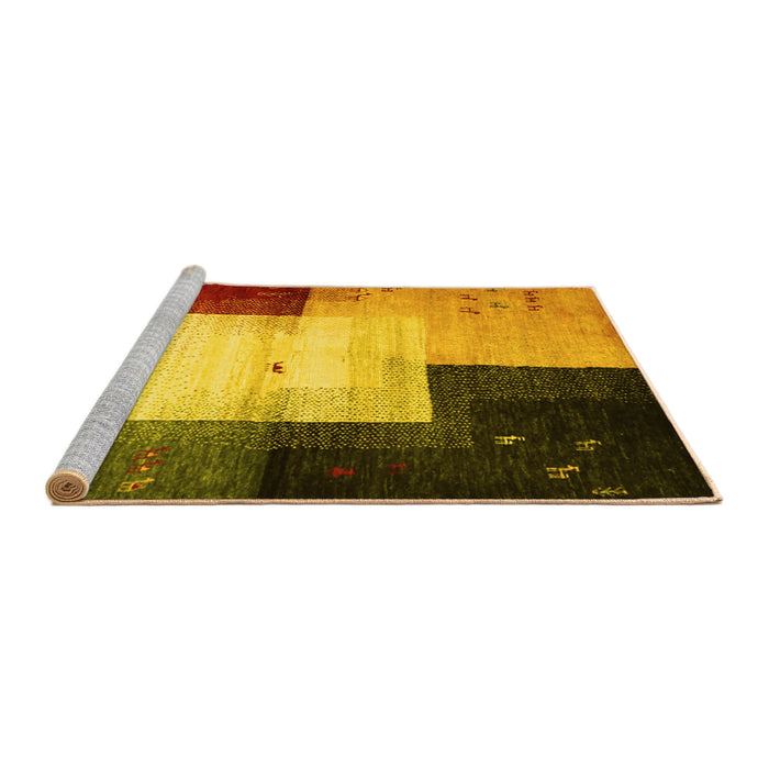 Sideview of Machine Washable Abstract Yellow Contemporary Rug, wshcon1583yw