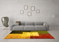 Machine Washable Abstract Yellow Contemporary Rug, wshcon1583yw