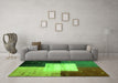 Machine Washable Abstract Green Contemporary Area Rugs in a Living Room,, wshcon1583grn