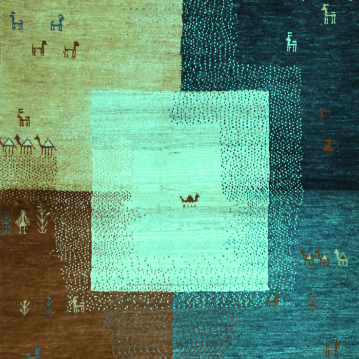 Machine Washable Abstract Turquoise Contemporary Area Rugs, wshcon1583turq