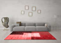 Machine Washable Abstract Red Contemporary Rug, wshcon1583red