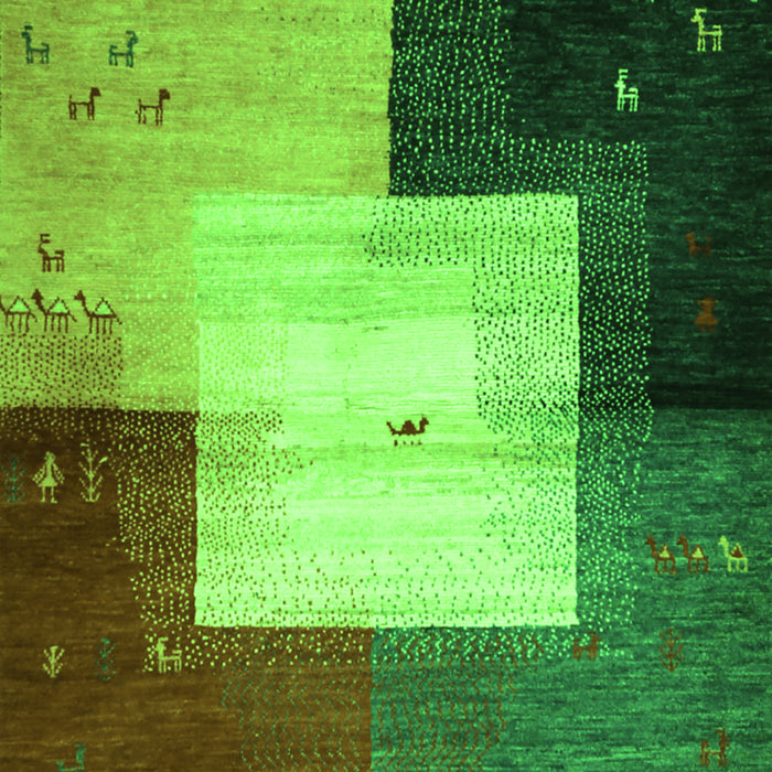 Serging Thickness of Machine Washable Abstract Green Contemporary Area Rugs, wshcon1583grn