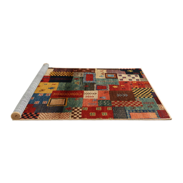 Serging Thickness of Machine Washable Contemporary Saffron Red Rug, wshcon1584