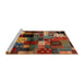 Serging Thickness of Machine Washable Contemporary Saffron Red Rug, wshcon1584