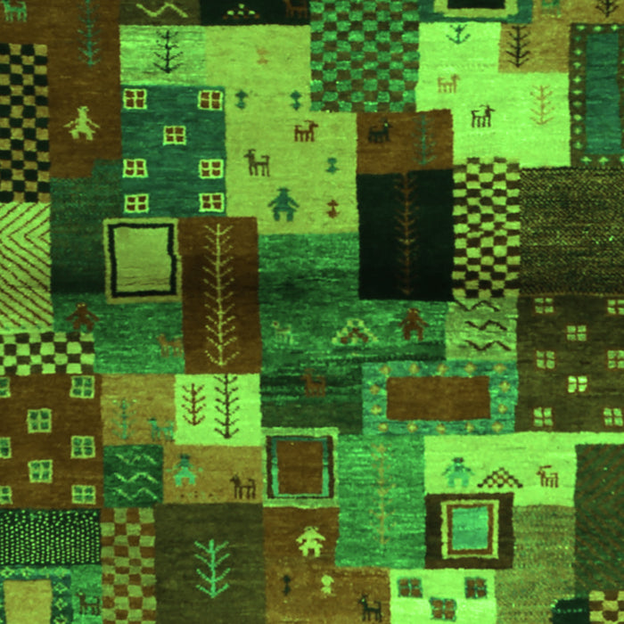 Serging Thickness of Machine Washable Abstract Green Contemporary Area Rugs, wshcon1584grn