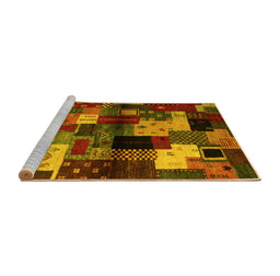 Sideview of Machine Washable Abstract Yellow Contemporary Rug, wshcon1584yw