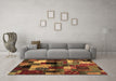 Machine Washable Abstract Brown Contemporary Rug in a Living Room,, wshcon1584brn