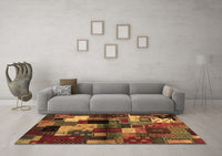 Machine Washable Abstract Brown Contemporary Rug, wshcon1584brn