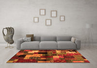 Machine Washable Abstract Orange Contemporary Rug, wshcon1584org