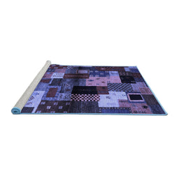 Sideview of Machine Washable Abstract Blue Contemporary Rug, wshcon1584blu