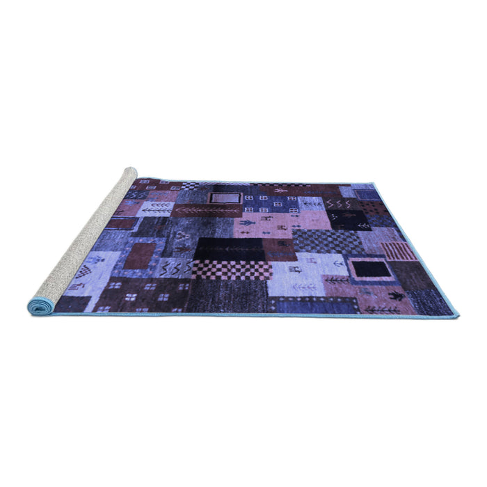 Sideview of Machine Washable Abstract Blue Contemporary Rug, wshcon1584blu