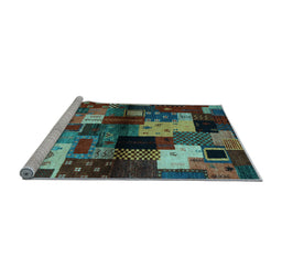 Sideview of Machine Washable Abstract Light Blue Contemporary Rug, wshcon1584lblu