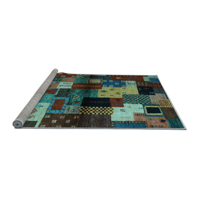 Sideview of Machine Washable Abstract Light Blue Contemporary Rug, wshcon1584lblu
