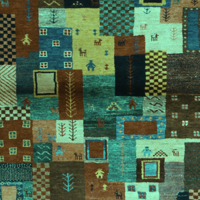 Abstract Turquoise Contemporary Rug, con1584turq