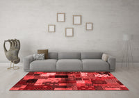 Machine Washable Abstract Red Contemporary Rug, wshcon1584red