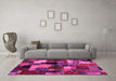 Machine Washable Abstract Pink Contemporary Rug in a Living Room, wshcon1584pnk