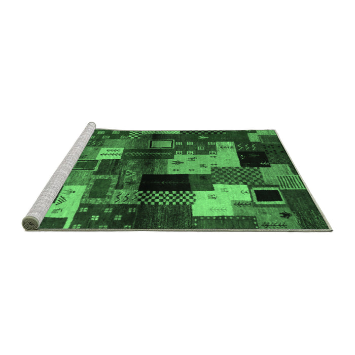 Sideview of Machine Washable Abstract Emerald Green Contemporary Area Rugs, wshcon1584emgrn