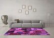 Machine Washable Abstract Purple Contemporary Area Rugs in a Living Room, wshcon1584pur