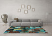 Machine Washable Abstract Light Blue Contemporary Rug in a Living Room, wshcon1584lblu