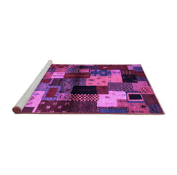 Sideview of Machine Washable Abstract Purple Contemporary Area Rugs, wshcon1584pur