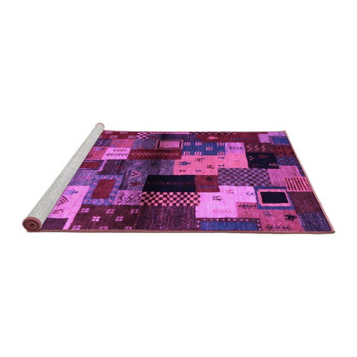 Sideview of Machine Washable Abstract Purple Contemporary Area Rugs, wshcon1584pur