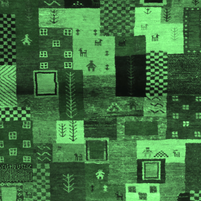 Machine Washable Abstract Emerald Green Contemporary Area Rugs, wshcon1584emgrn