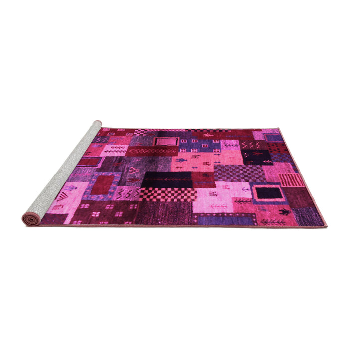Sideview of Machine Washable Abstract Pink Contemporary Rug, wshcon1584pnk