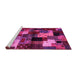 Sideview of Machine Washable Abstract Pink Contemporary Rug, wshcon1584pnk