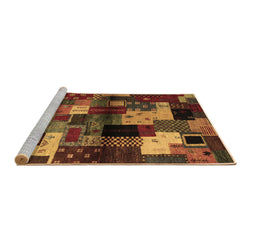 Sideview of Machine Washable Abstract Brown Contemporary Rug, wshcon1584brn