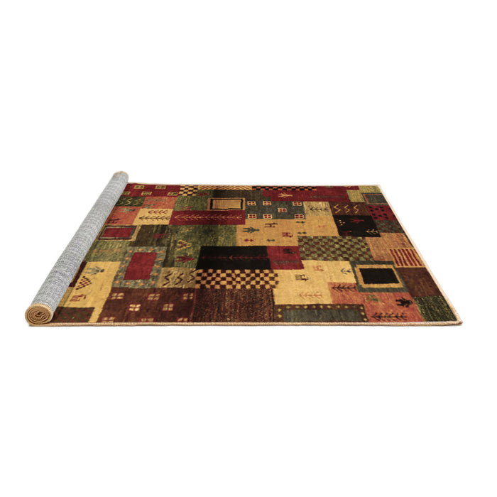 Sideview of Machine Washable Abstract Brown Contemporary Rug, wshcon1584brn