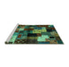 Sideview of Machine Washable Abstract Turquoise Contemporary Area Rugs, wshcon1584turq