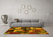 Machine Washable Abstract Yellow Contemporary Rug in a Living Room, wshcon1584yw