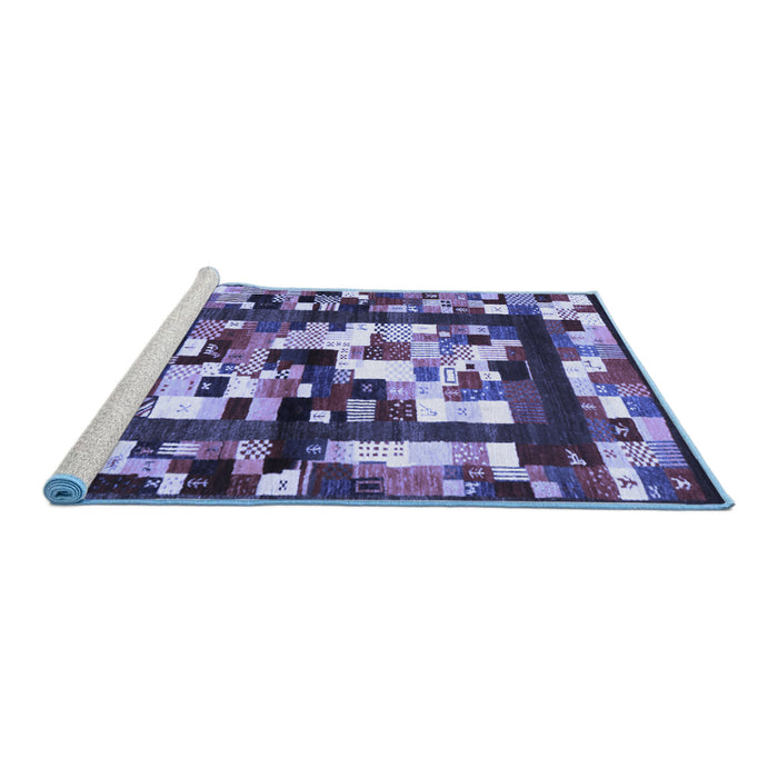 Sideview of Machine Washable Abstract Blue Contemporary Rug, wshcon1585blu