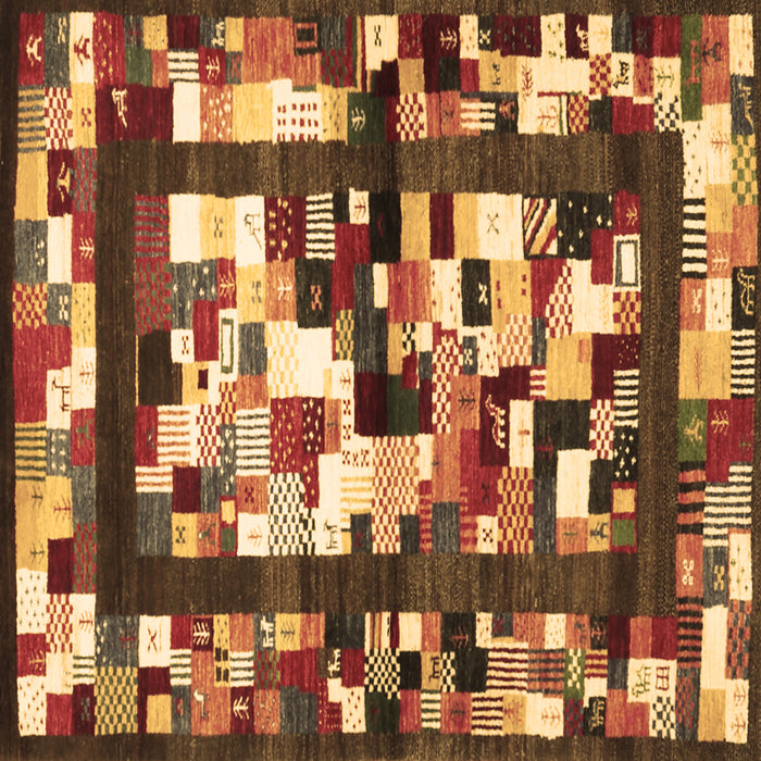 Square Abstract Brown Contemporary Rug, con1585brn