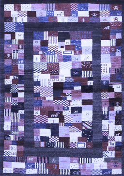 Abstract Blue Contemporary Rug, con1585blu