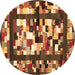 Round Abstract Brown Contemporary Rug, con1585brn