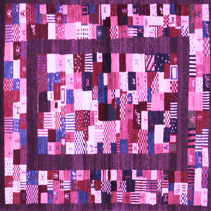 Square Abstract Purple Contemporary Rug, con1585pur