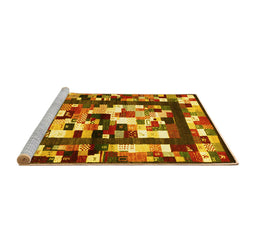 Sideview of Machine Washable Abstract Yellow Contemporary Rug, wshcon1585yw