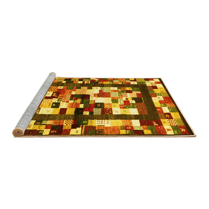 Sideview of Machine Washable Abstract Yellow Contemporary Rug, wshcon1585yw