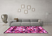 Machine Washable Abstract Pink Contemporary Rug in a Living Room, wshcon1585pnk