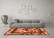 Machine Washable Abstract Orange Contemporary Area Rugs in a Living Room, wshcon1585org