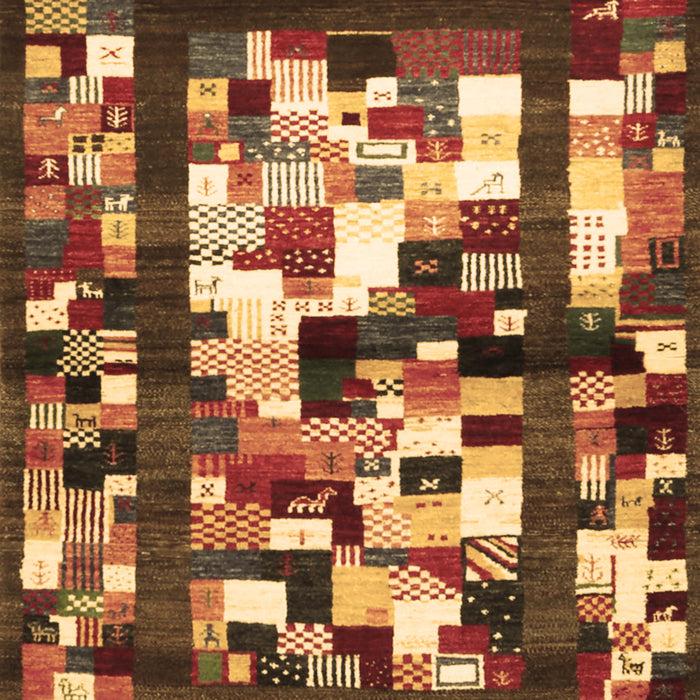 Machine Washable Abstract Brown Contemporary Rug, wshcon1585brn