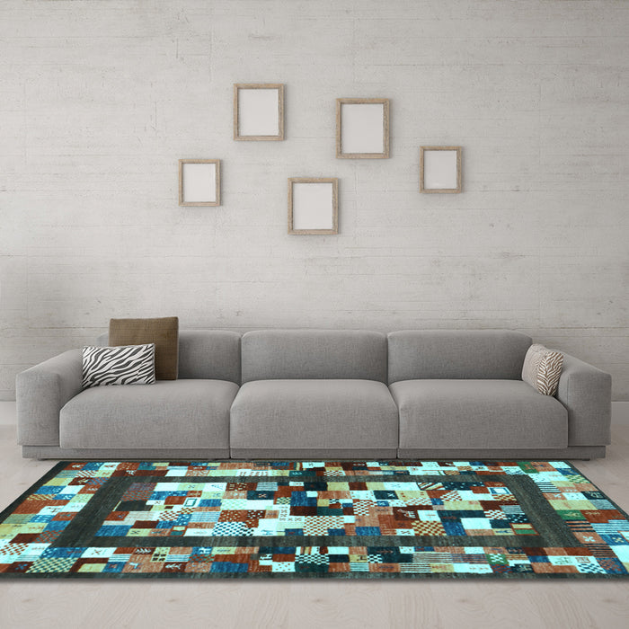 Machine Washable Abstract Light Blue Contemporary Rug in a Living Room, wshcon1585lblu
