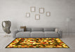 Machine Washable Abstract Yellow Contemporary Rug in a Living Room, wshcon1585yw