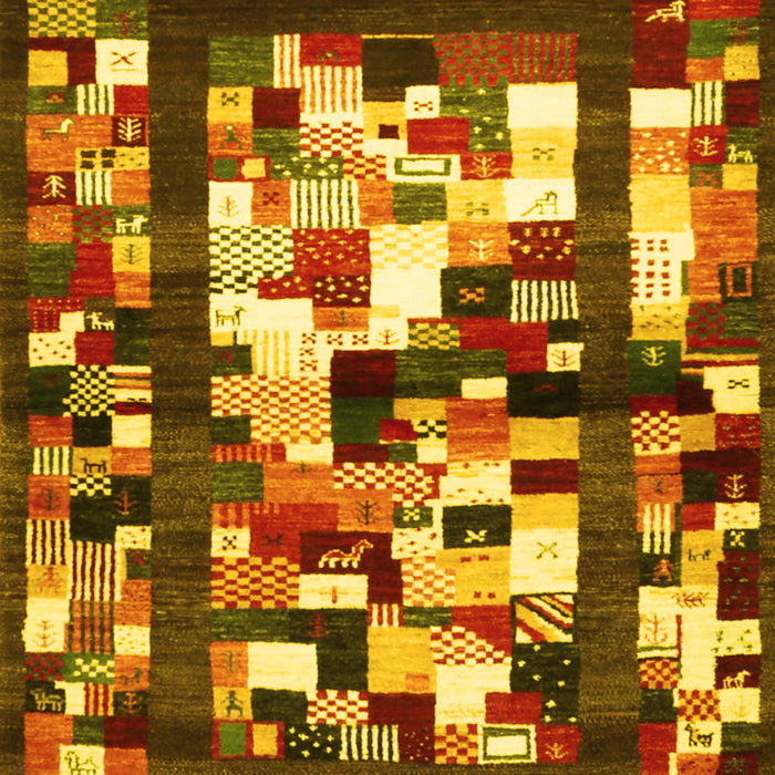 Abstract Yellow Contemporary Rug, con1585yw