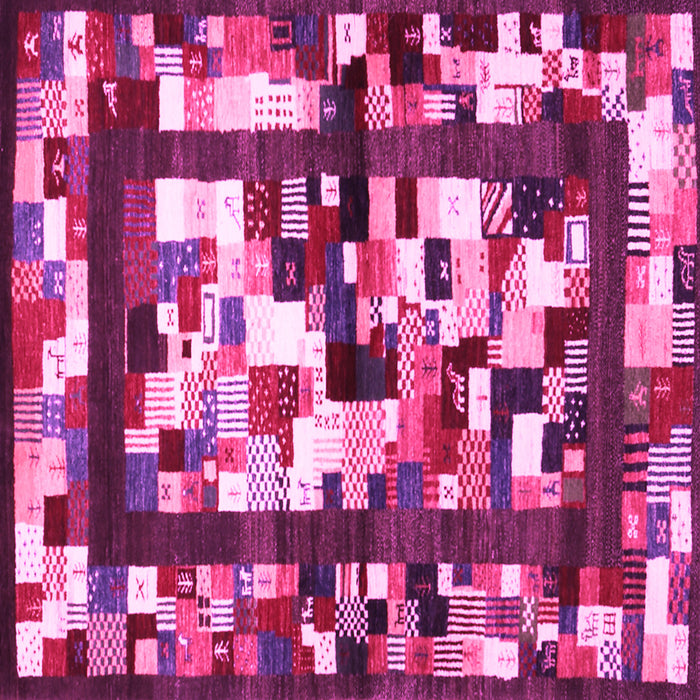 Square Machine Washable Abstract Pink Contemporary Rug, wshcon1585pnk